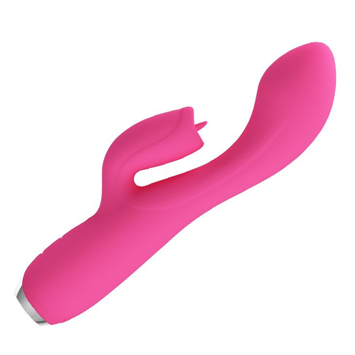 Розовый вибратор Doreen с клиторальным стимулятором - 19,8 см. купить в секс шопе
