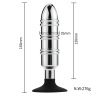 Серебристая рельефная анальная пробка на черной присоске - 16,5 см. купить в секс шопе