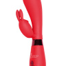 Красный вибратор Yonce с клиторальным зайчиком - 20,5 см. купить в секс шопе