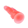 Розовый двойной фаллоимитатор с шипами и присоской - 17 см. купить в секс шопе