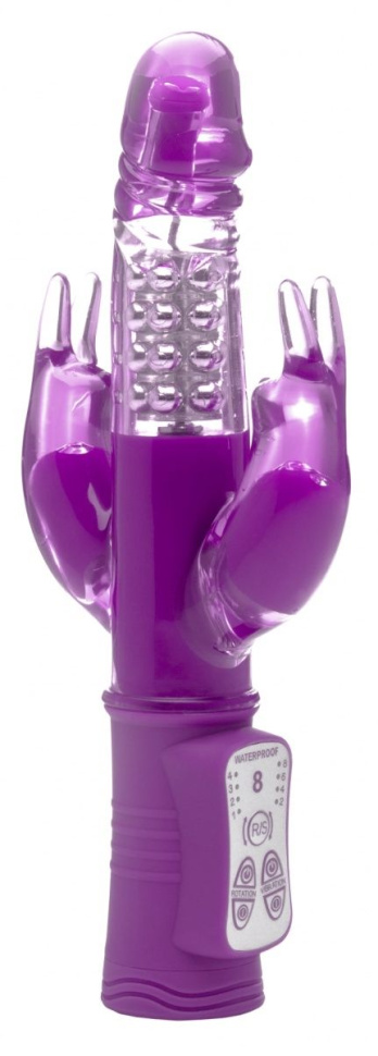 Фиолетовый вибратор Laci с двумя отростками по бокам - 23 см. купить в секс шопе