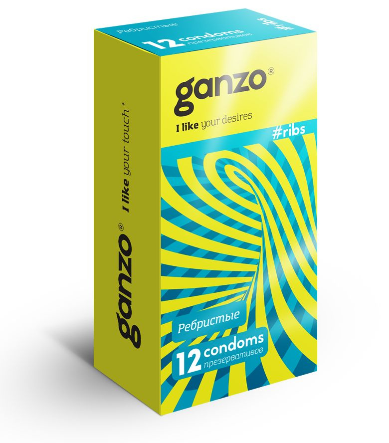 Презервативы с ребристой структурой Ganzo Ribs - 12 шт. купить в секс шопе