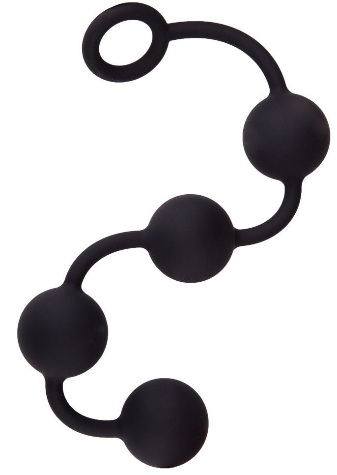 Большая черная анальная цепочка из 4 шариков - 49 см. купить в секс шопе