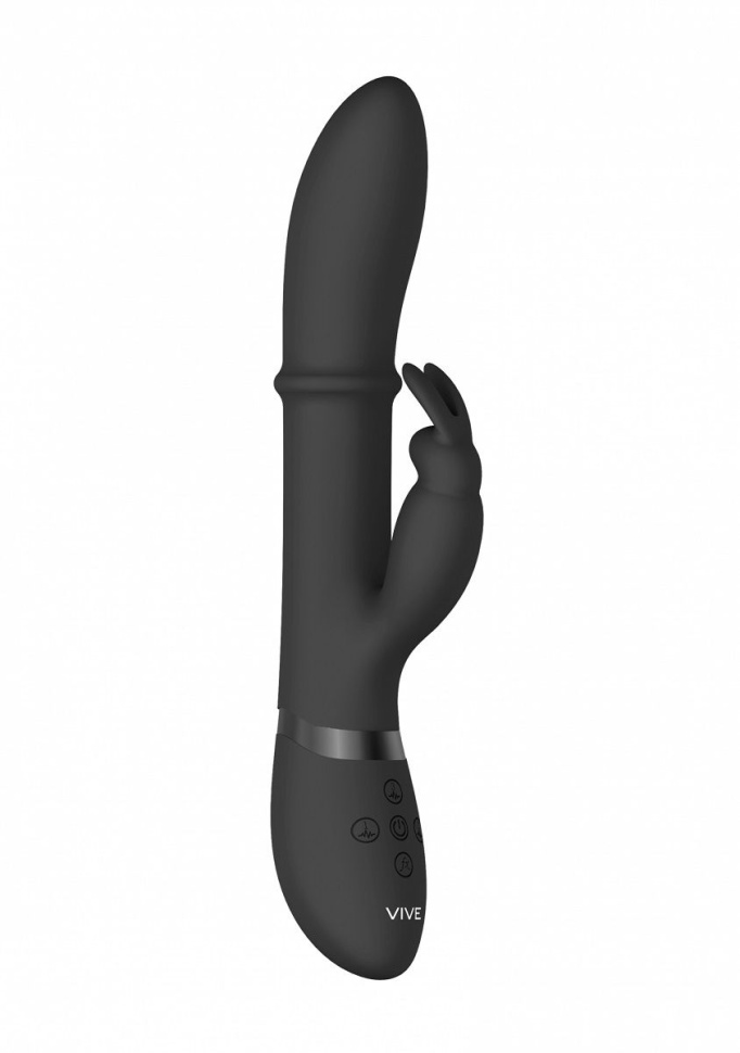 Черный вибратор-кролик Halo со стимулирующим кольцом - 24,5 см. купить в секс шопе