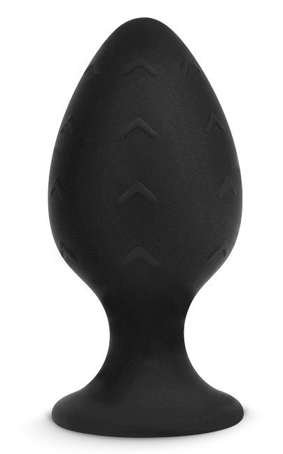 Черная силиконовая анальная пробка с рельефом - 7 см. купить в секс шопе