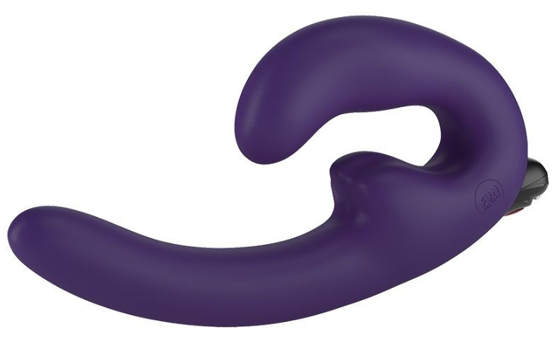Фиолетовый страпон с вибрацией Sharevibe - 22 см. купить в секс шопе