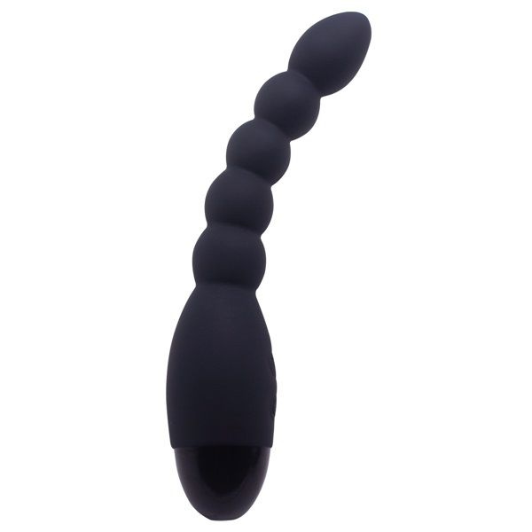 Черный анальный вибростимулятор Lovers Beads - 19 см.  купить в секс шопе