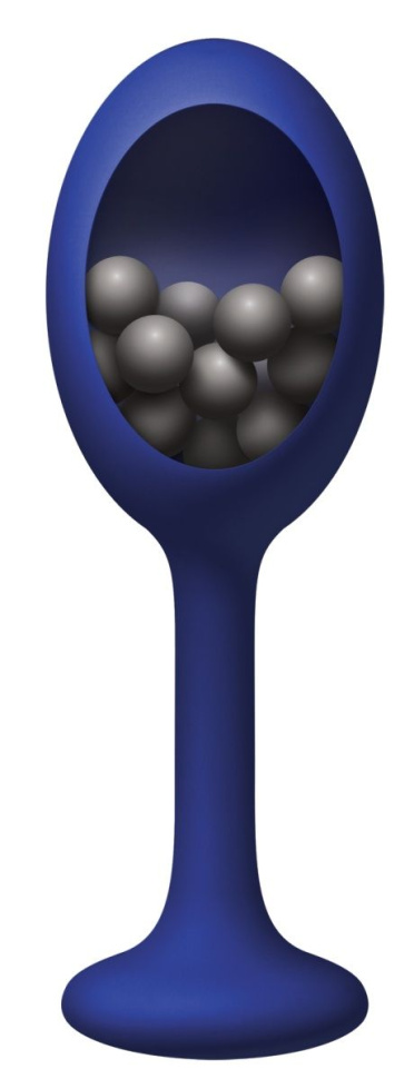 Синяя анальная пробка с шариками внутри Rattler - 12,7 см. купить в секс шопе