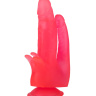 Розовый двойной фаллоимитатор с лепестками и присоской - 17 см. купить в секс шопе