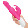 Розовый вибратор-кролик с вращающимися бусинами - 25 см. купить в секс шопе