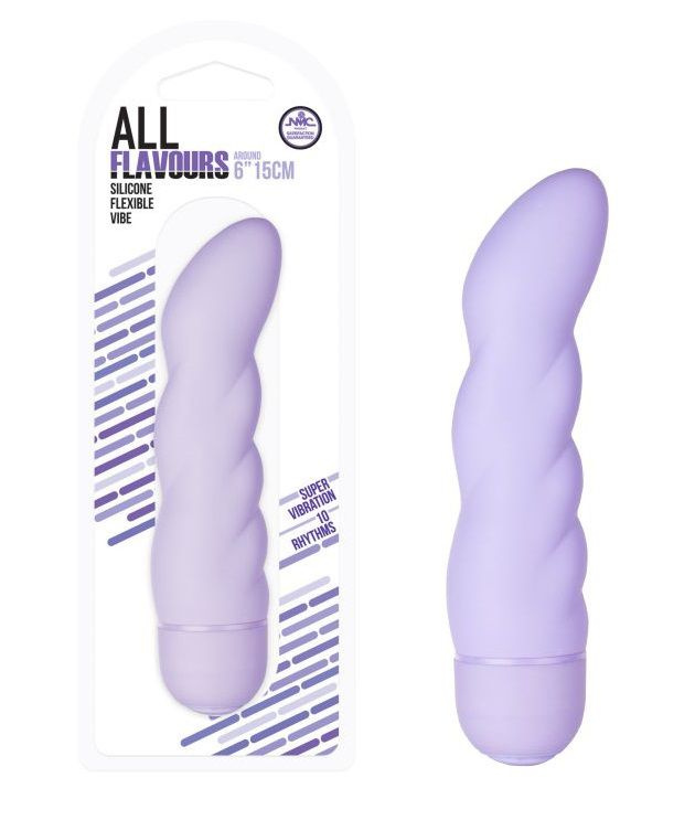 Фиолетовы вибратор со спиралевидным рельефом - 15,2 см. купить в секс шопе
