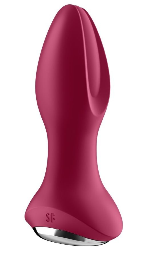 Малиновая вибропробка с вращением бусин Rotator Plug 2+ - 12,8 см. купить в секс шопе