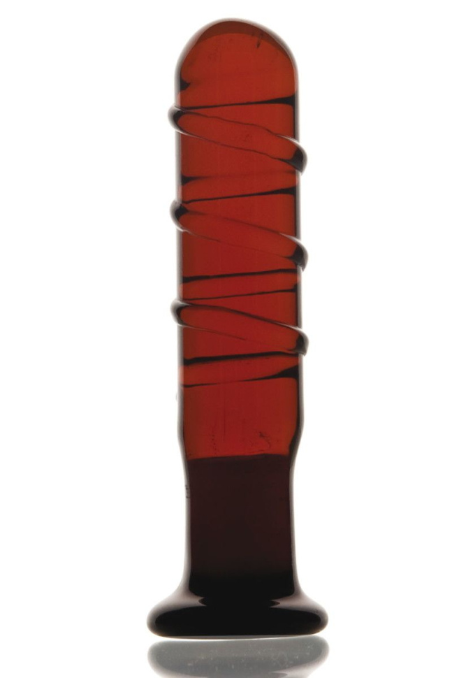 Стеклянный фаллос со спиралями - 12 см. купить в секс шопе