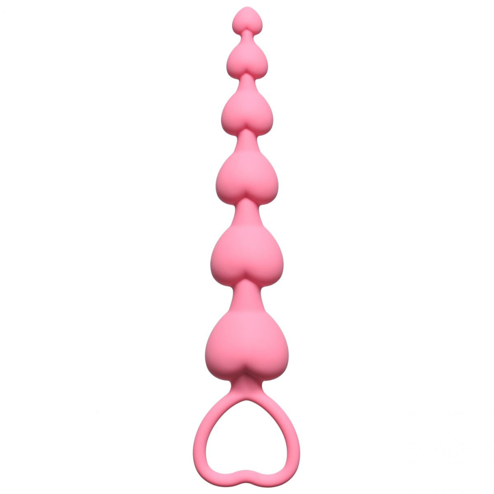 Розовая анальная цепочка Heart s Beads Pink - 18 см. купить в секс шопе