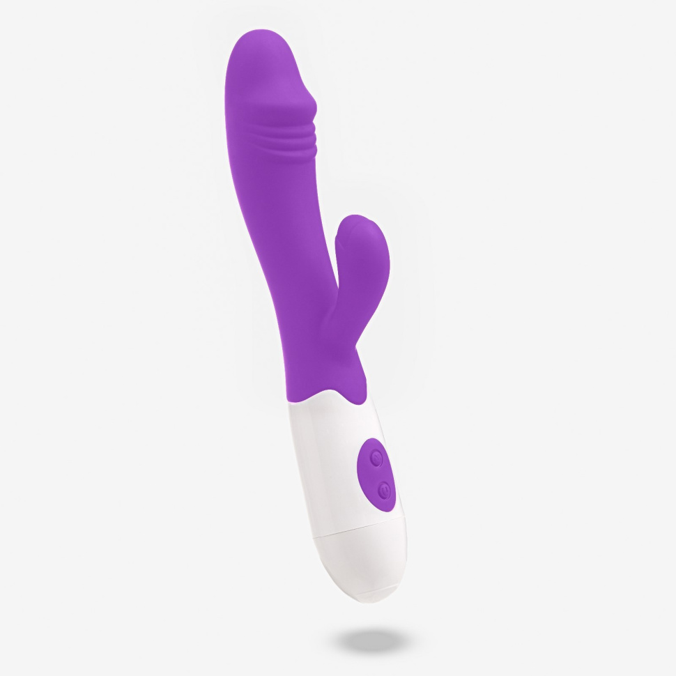 Фиолетовый вибромассажер-кролик WOW с 30 режимами вибрации - 19,5 см. купить в секс шопе