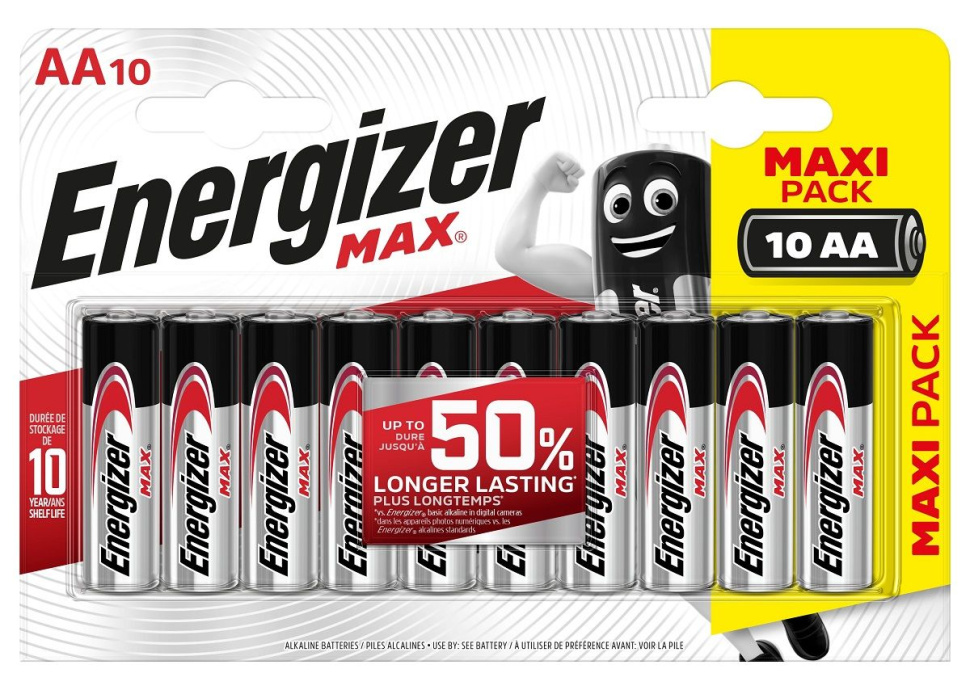 Батарейки Energizer MAX AA/LR6 1.5V - 10 шт. купить в секс шопе