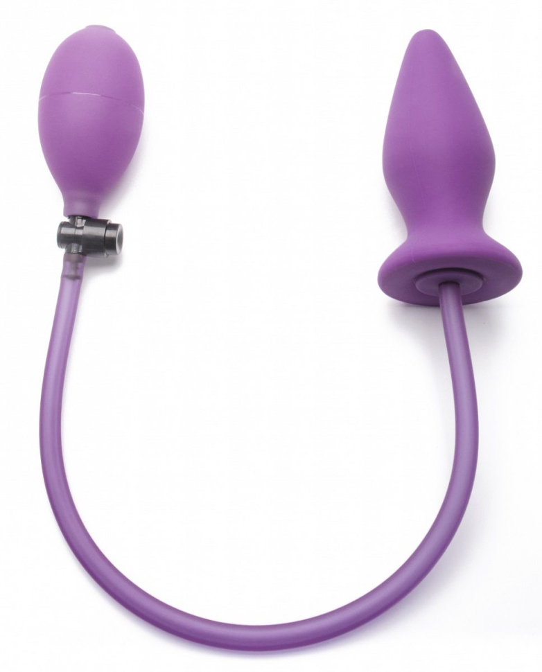 Фиолетовый анальный стимулятор с грушей OUCH! - 14 см. купить в секс шопе