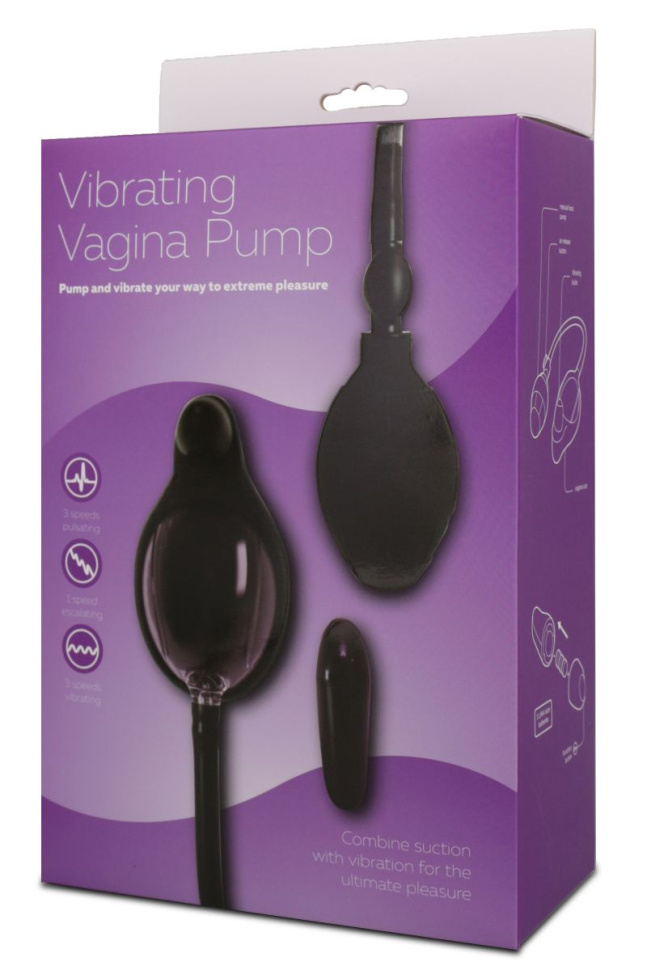 Чёрная вибропомпа для вагины с 7 режимами вибрации VIBRATING VAGINA PUMP купить в секс шопе