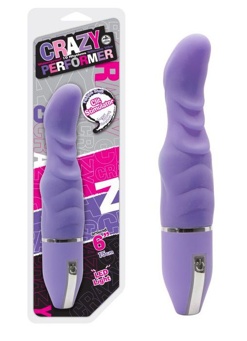 Фиолетовый силиконовый вибратор с рельефом - 15,2 см. купить в секс шопе