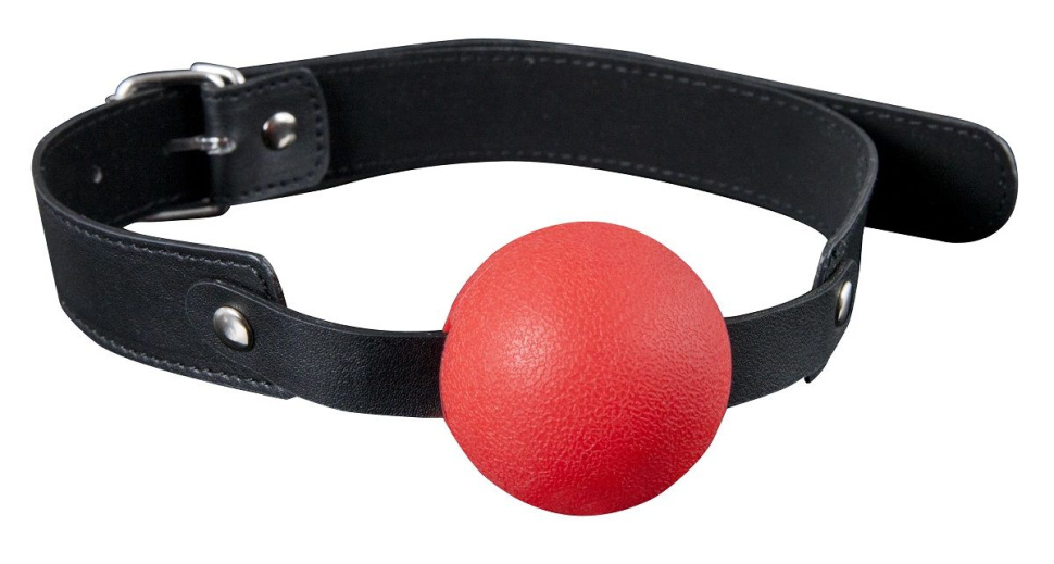 Красный силиконовый кляп-шар с ремешками из полиуретана Solid Silicone Ball Gag купить в секс шопе