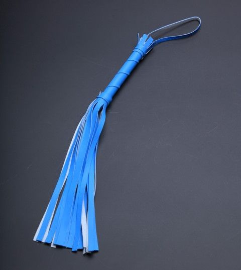 Голубая мини-плеть с 20 хвостами - 40 см. купить в секс шопе