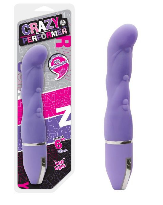 Фиолетовый вибратор с точками на стволе - 15,2 см. купить в секс шопе