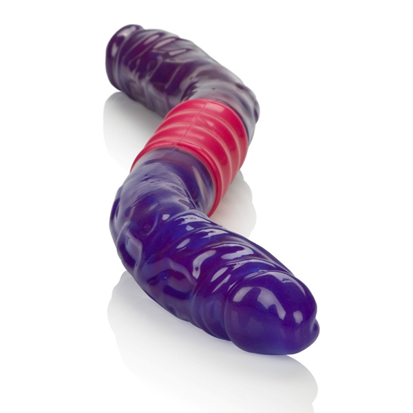 Фиолетовый двухсторонний гнущийся вибратор Dual Vibrating Flexi-Dong - 38 см. купить в секс шопе