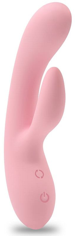 Нежно-розовый вибратор G-Dreamer с клиторальным стимулятором - 20,5 см. купить в секс шопе