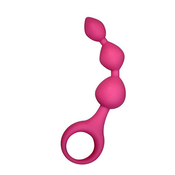 Розовая анальная цепочка TRIBALL PINK - 15 см. купить в секс шопе