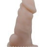 Телесная закрытая насадка на пенис с вибрацией - 13,3 см. купить в секс шопе