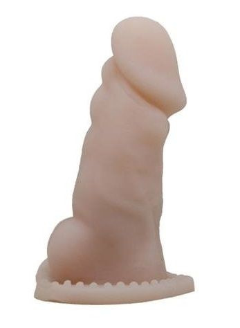 Телесная закрытая насадка на пенис с вибрацией - 13,3 см. купить в секс шопе