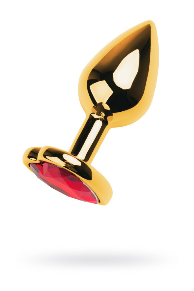 Золотистая анальная пробка с кристаллом-сердцем - 7,5 см. купить в секс шопе