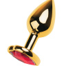 Золотистая анальная пробка с кристаллом-сердцем - 7,5 см. купить в секс шопе