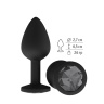 Чёрная анальная втулка с чёрным кристаллом - 7,3 см. купить в секс шопе
