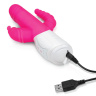 Розовый вибратор-кролик с анальным стимулятором - 26 см. купить в секс шопе