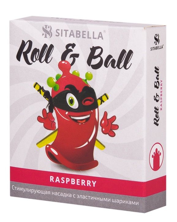 Стимулирующий презерватив-насадка Roll   Ball Raspberry купить в секс шопе