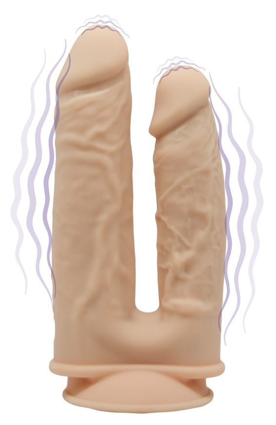 Телесный анально-вагинальный вибратор Model 1 - 19,5 см. купить в секс шопе
