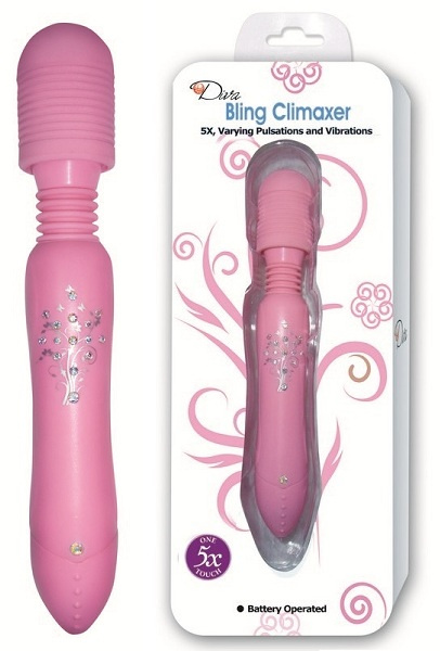 Розовый мощный вибратор со стразами для стимуляции эрогенных зон купить в секс шопе