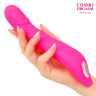 Розовый изогнутый вибромассажёр из силикона для G-стимуляции - 21,3 см. купить в секс шопе