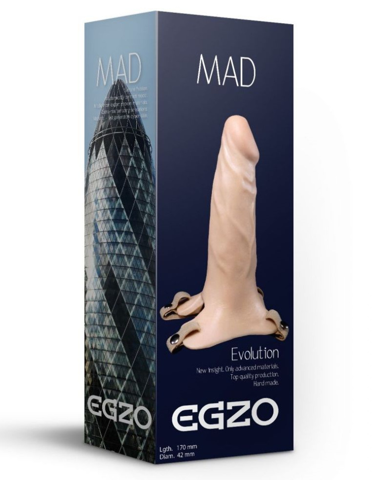 Полый поясной фаллоимитатор MAD - 17 см. купить в секс шопе