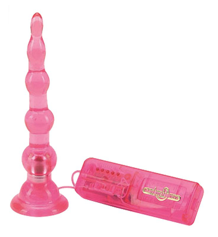 Розовая анальная виброёлочка с выносным пультом - 22,9 см. купить в секс шопе