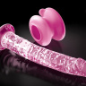Розовый стеклянный фаллоимитатор Icicles №86 с силиконовой присоской - 17 см. купить в секс шопе