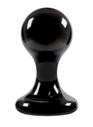 Большая чёрная анальная пробка Luna Balls на присоске - 9,5 см. купить в секс шопе