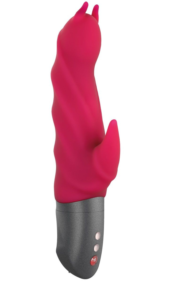 Малиновый вибратор Darling Devil с клиторальным отростком - 20,5 см. купить в секс шопе