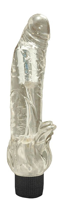 Прозрачный вибратор с клиторальной шишечкой Viking - 20,3 см. купить в секс шопе