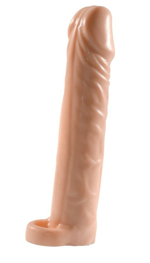 Телесная насадка-удлинитель Extension sleeve с подхватом - 17 см. купить в секс шопе