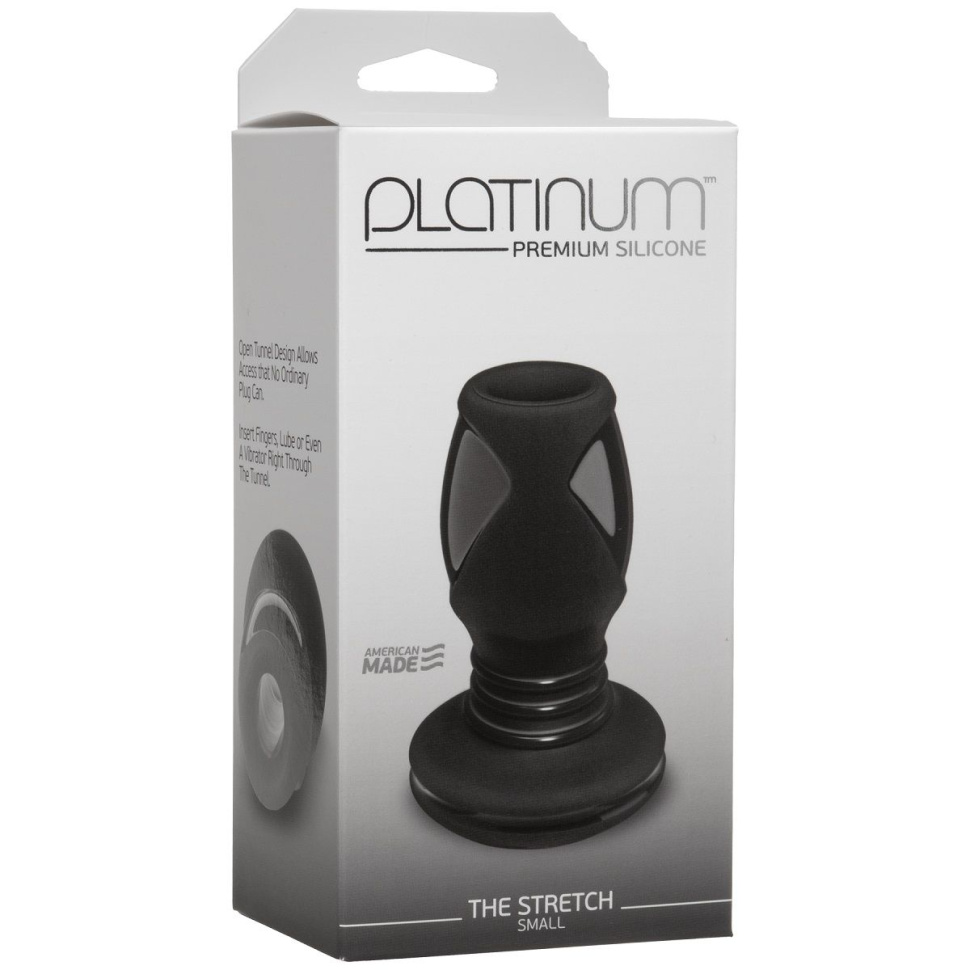Чёрная анальная пробка с отверстием Platinum The Stretch Small - 8,6 см. купить в секс шопе