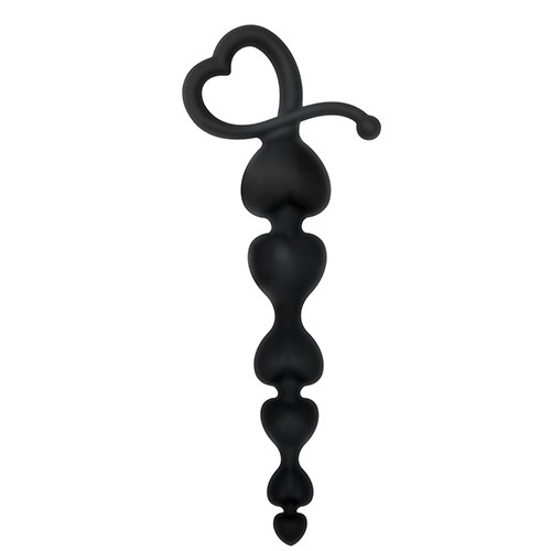 Чёрная анальная цепочка с звеньями-сердечками HEARTY ANAL WAND SILICONE - 18 см. купить в секс шопе