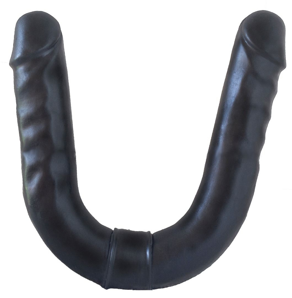 Черный двусторонний фаллоимитатор - 44 см. купить в секс шопе