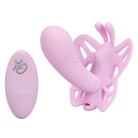 Нежно-розовая вибробабочка Silicone Remote Venus с пультом ДУ купить в секс шопе